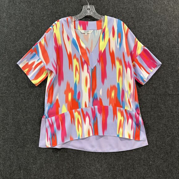 Crosby by Mollie Burch Tops - Crosby by Mollie Burch Blouse Womens Extra Small Multicolor Ikat Print V Neck